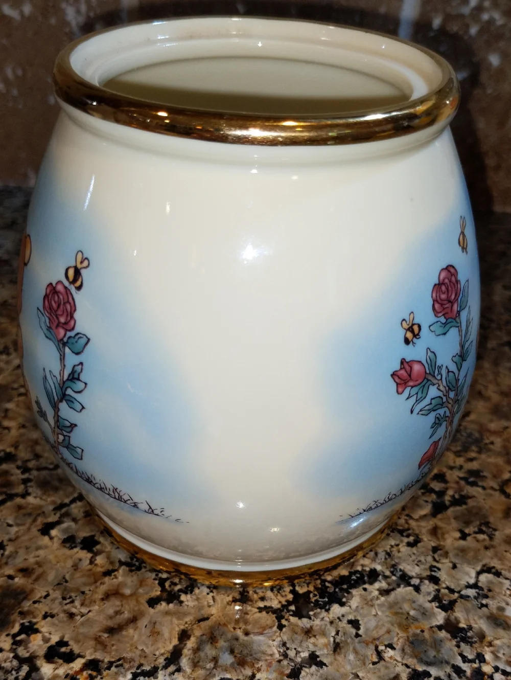 Vtg Disney 1999 Lenox Porcelain Winnie the Pooh Honey Pot 24k Gold Trim No Lid